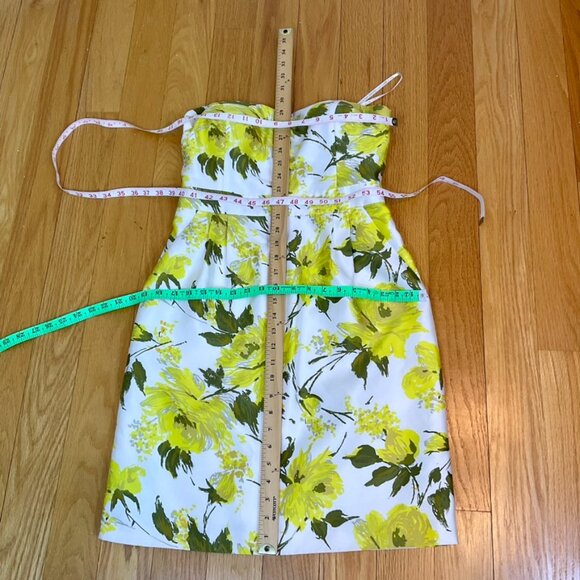 Kate Spade Dress Wedding Belles Silk Cotton Strapless Yellow Floral (8) - Picture 9 of 10